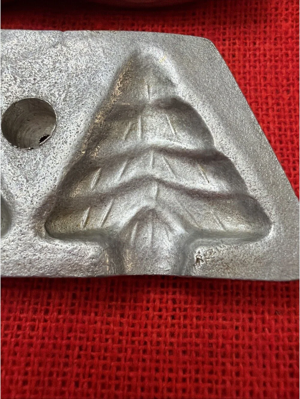 Antique Pewter Candy Mold 3 Christmas Trees Chocolate 3D Holiday Two piece Set